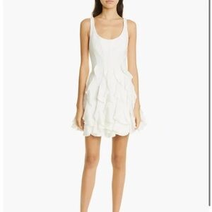 Cinq a Sept Madlin ruffle mini scoop neck dress in ivory cream